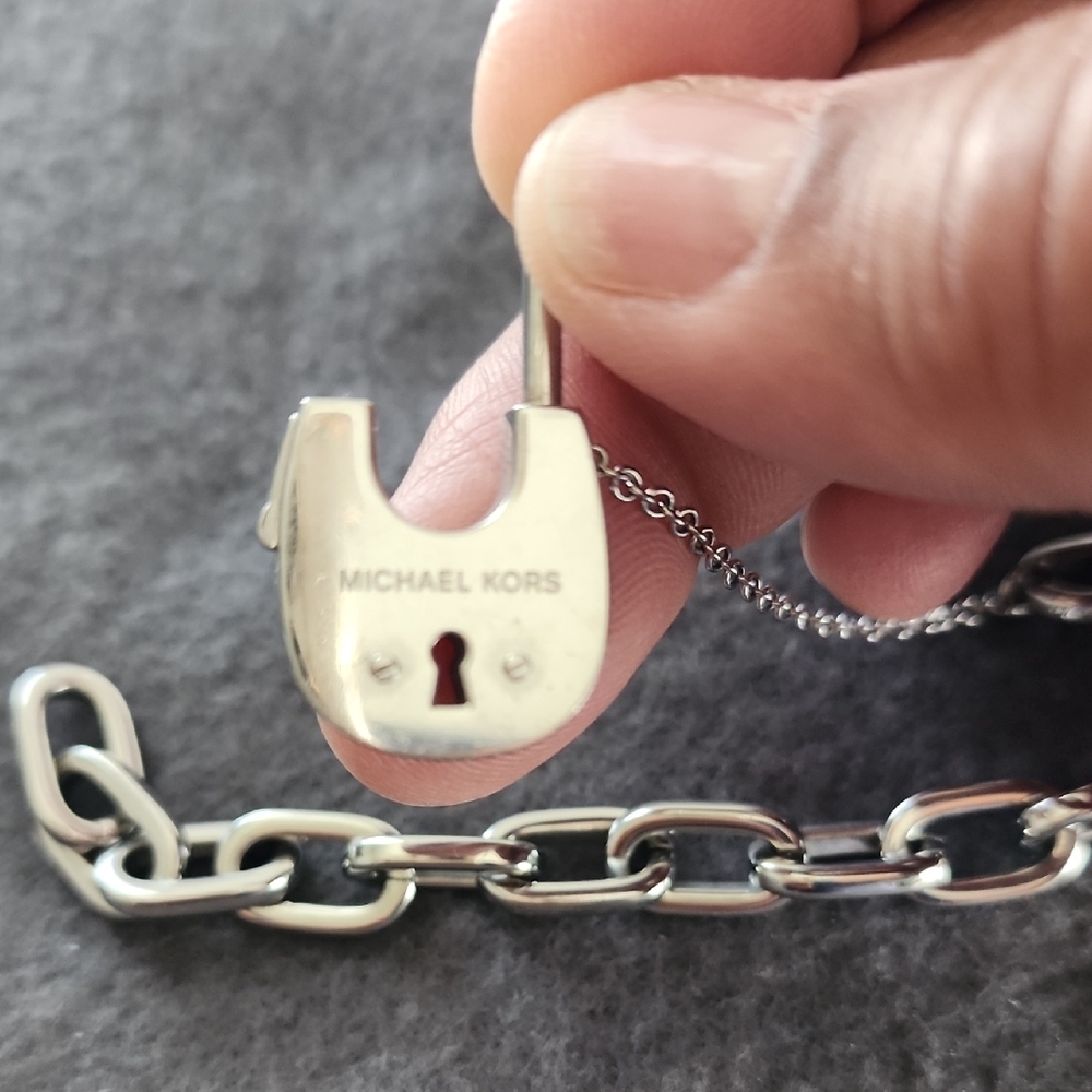 Michael Kors Silver Lock Pendant Bracelet